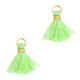 Mini Tassel 1.2cm - Gold-neon mint green